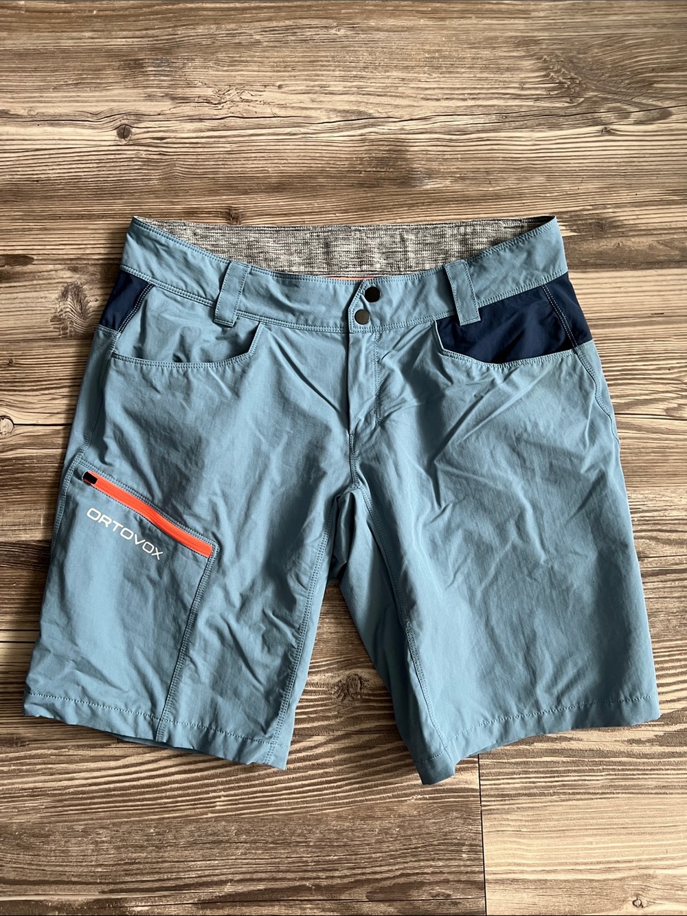 Ortovox Pelmo Hiking Mountaineering Shorts Steel Blue Merino Waistband Gorpcore